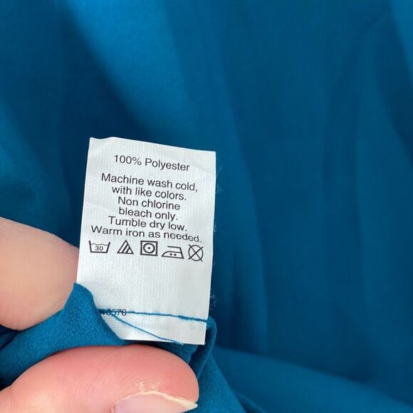 J.‎ Crew Factory Tuxedo Front Blouse Turquoise XS Long Sleeve Lighweight - Picture 8 of 8